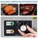 Plancha comercial de 18 pulgadas, plancha eléctrica de encimera plana con 2 palas y 2 cepillos, temperatura ajustable de