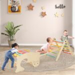 Juego de Escalada Montessori Olakids TS10132CL 7 en 1 Triángulo Rampa y Arco de Madera