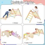 Juego de Escalada Montessori Olakids TS10132CL 7 en 1 Triángulo Rampa y Arco de Madera