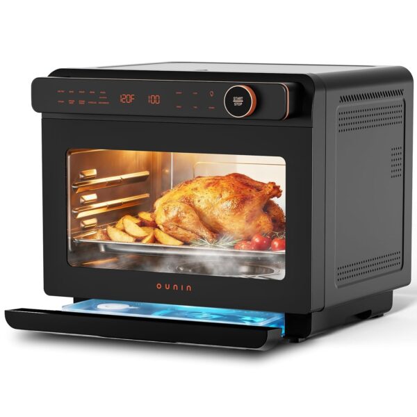 OUNIN Horno de encimera combinado de freidora de vapor y aire de 24 litros, horno de convección 11 en 1 para hornear y v