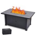 Mesa para Fogata de Propano MERXENG 52 Pulgadas 50000 BTU Rectangular Gris con Cubierta Doble Cara y Cubierta para Lluvi