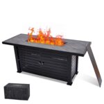 Mesa para Fogata Towallmark Rectangular a Gas 50000 BTU con Cubierta Doble Cara Color Gris Certificada CSA