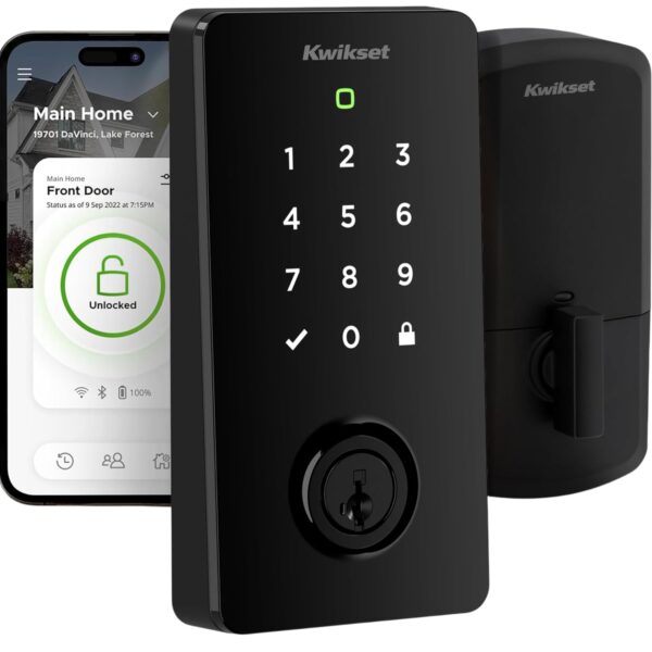 Kwikset Halo Select - Cerradura inteligente de entrada sin llave para puerta con Wi-Fi y Matter habilitada, cerrojo de p
