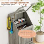 Estación de Alimentación para Perros Garvee con 2 Cuencos Elevados Gabinete de Almacenamiento Gris 16.92x13.97x35.23 Pul