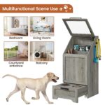 Estación de Alimentación para Perros Garvee con 2 Cuencos Elevados Gabinete de Almacenamiento Gris 16.92x13.97x35.23 Pul