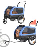 Remolque de Bicicleta para Perros VEVOR PTS22-C 2 en 1 Cochecito Capacidad 88 Libras Negro y Azul