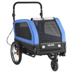 Remolque de Bicicleta para Perros VEVOR PTS22-C 2 en 1 Cochecito Capacidad 88 Libras Negro y Azul