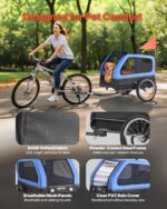 Remolque de Bicicleta para Perros VEVOR PTS22-C 2 en 1 Cochecito Capacidad 88 Libras Negro y Azul