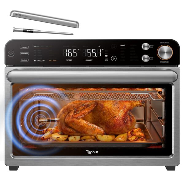 Typhur Horno de sincronización con sonda de termómetro inalámbrico inteligente de carne, freidora de aire 12 en 1, combo