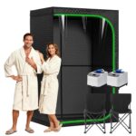 Tienda de Sauna de Vapor RRGFB Sauna Cabin Doble Rectangular Negro con Puerta Transparente 31 x 31 x 70 Pulgadas
