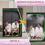 Tienda de Sauna de Vapor RRGFB Sauna Cabin Doble Rectangular Negro con Puerta Transparente 31 x 31 x 70 Pulgadas