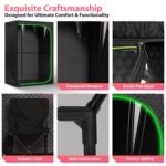 Tienda de Sauna de Vapor RRGFB Sauna Cabin Doble Rectangular Negro con Puerta Transparente 31 x 31 x 70 Pulgadas