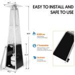 Calentador de Patio OuterMust PH02 48000 BTU Torre Piramidal Propano Negro con Ruedas y Tubo de Vidrio