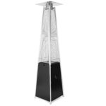 Calentador de Patio OuterMust PH02 48000 BTU Torre Piramidal Propano Negro con Ruedas y Tubo de Vidrio