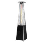 Calentador de Patio OuterMust PH02 48000 BTU Torre Piramidal Propano Negro con Ruedas y Tubo de Vidrio