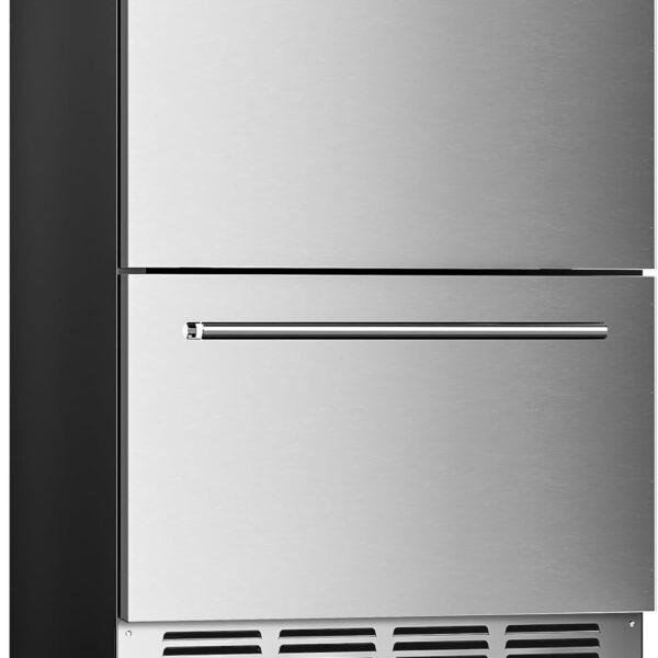 Electactic Refrigerador bajo encimera, refrigerador de bebidas de doble cajón de 24 pulgadas, enfriador de bebidas al ai