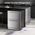 Electactic Refrigerador bajo encimera, refrigerador de bebidas de doble cajón de 24 pulgadas, enfriador de bebidas al ai