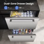 Electactic Refrigerador bajo encimera, refrigerador de bebidas de doble cajón de 24 pulgadas, enfriador de bebidas al ai
