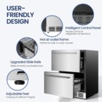 Electactic Refrigerador bajo encimera, refrigerador de bebidas de doble cajón de 24 pulgadas, enfriador de bebidas al ai