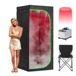 Sauna de Vapor Portátil RRGFB Sauna Cabin Puerta Transparente Rectangular Individual Luz Roja Negro