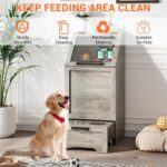 Estación de Alimentación para Perros GAOMON con Almacenamiento 2 Cuencos de Acero Inoxidable Elevados Tapa de Vidrio Tem
