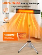 Calentador para Exteriores HETRAROOT SH04 1500W Infrarrojo 9 Niveles de Calefacción IP65 Control Remoto de 25 Pies