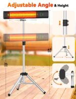 Calentador para Exteriores HETRAROOT SH04 1500W Infrarrojo 9 Niveles de Calefacción IP65 Control Remoto de 25 Pies
