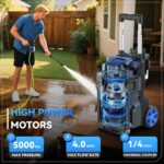 Limpiador a Presión Toyqqeow JX13 5000 PSI 4.0 GPM Azul con Manguera de 33 Pies y 4 Boquillas