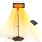 Calentador Eléctrico para Exteriores FLOWBREEZE 2000-01 1500W Infrarrojo Altura Ajustable IP54 78 Pulgadas Negro Mate