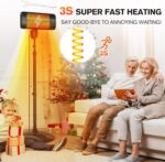 Calentador Eléctrico para Exteriores FLOWBREEZE 2000-01 1500W Infrarrojo Altura Ajustable IP54 78 Pulgadas Negro Mate