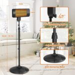 Calentador Eléctrico para Exteriores FLOWBREEZE 2000-01 1500W Infrarrojo Altura Ajustable IP54 78 Pulgadas Negro Mate