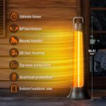 Calentador de Patio FLOWBREEZE 900H-01 Infrarrojo Portátil Oscilación 60° Negro 30.31 Pulgadas