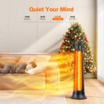 Calentador de Patio FLOWBREEZE 900H-01 Infrarrojo Portátil Oscilación 60° Negro 30.31 Pulgadas