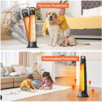 Calentador de Patio FLOWBREEZE 900H-01 Infrarrojo Portátil Oscilación 60° Negro 30.31 Pulgadas