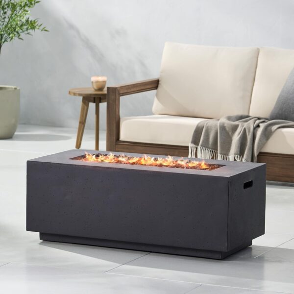 Fogata Merax ZS-HL0018 Rectangular de Hormigón MgO para Exteriores 40 pulgadas 40000 BTU Gas Propano Gris Oscuro