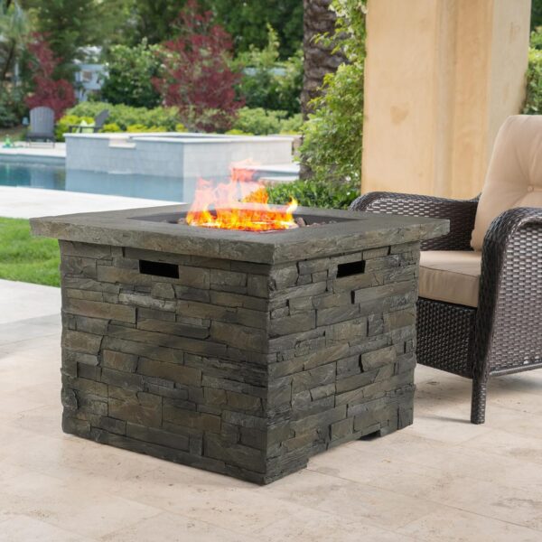 Fogata Cuadrada Merax ZS-HL0009 MGO 40000 BTU Gris Piedra 33x33x24.5 Pulgadas