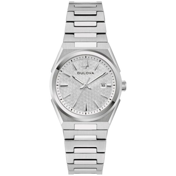 Reloj Bulova 96M176 de Vestir Cuarzo Tres Manecillas con Calendario para Mujer Brazalete de Acero Inoxidable Esfera con