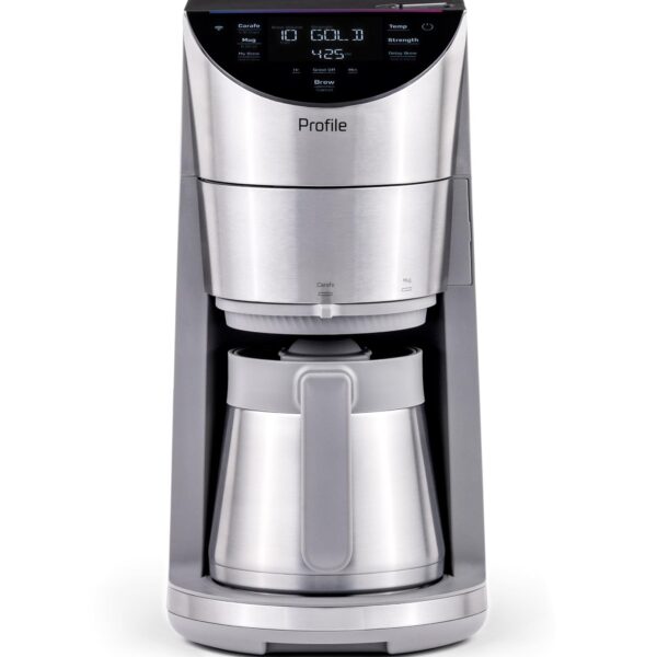 GE Profile Smart Grind & Brew - Cafetera con Servicio Individual sin Cápsulas, Depósito de Agua de 90 oz, Jarra Térmica
