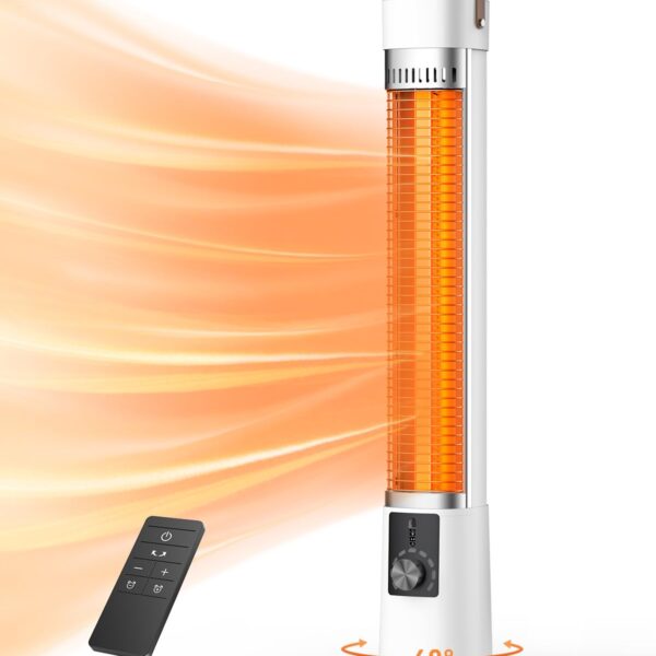 Calentador Infrarrojo para Exterior Slkdrft SH03 1500W Oscilación 60 Grados Temporizador 9 Horas Color Perla