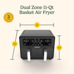 Cuisinart Freidora de aire de doble cesta, dos cestas en total de 11 QT, freidora de aire de 4 funciones para freír al a