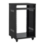 VEVOR Rack AV de 16U, gabinete de estudio de grabación, rack de servidor de marco abierto con ruedas giratorias de bloqu