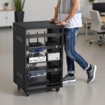 VEVOR Rack AV de 16U, gabinete de estudio de grabación, rack de servidor de marco abierto con ruedas giratorias de bloqu