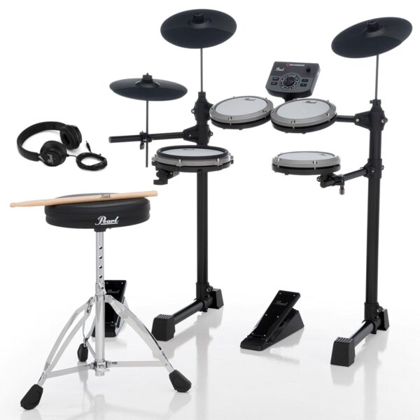 Pearl ERS1000 eRoadshow - Juego de batería electrónica, kit completo con cuatro almohadillas de malla silenciosas, dos c