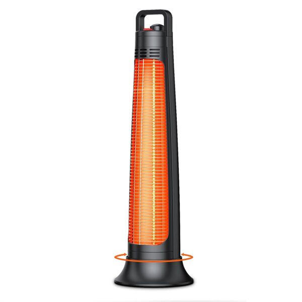 Calentador de Patio Torre BIESQYA 900H Infrarrojo Eléctrico 1200W Oscilación 60 Grados Negro