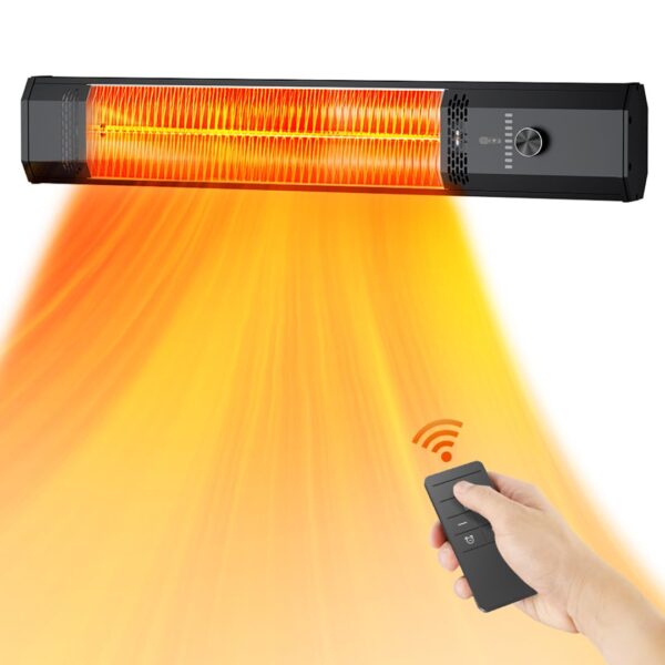 Calentador de Patio BIESQYA SH04BG 1500W Montaje en Pared 9 Niveles de Calor Negro