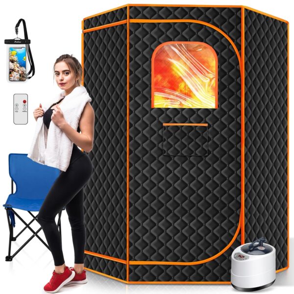 Sauna Portátil RELEXNOW FUL-8613 para el Hogar con Vaporizador de 3L 1200W y 9 Niveles de Calor