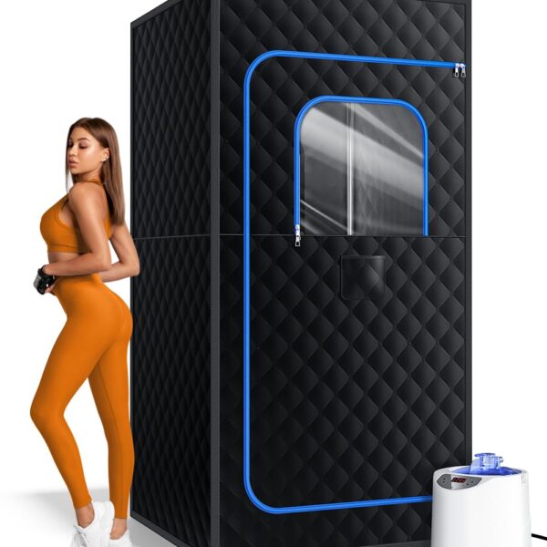 Sauna de Vapor Portátil pikulLA TY-XZ07 71 Pulgadas 1200W 3L 15 Niveles con Silla y Control Remoto
