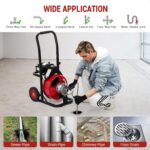 EliteEdge Máquina limpiadora de drenaje de alimentación automática de 75 pies x 1/2 pulgada con motor de 370 W, barrena