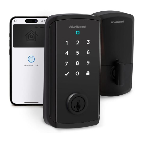 Kwikset Halo Select Plus Cerrojo Inteligente de Pantalla Táctil Negro Mate Apple Home Keys Tap-to-Unlock, Wi-Fi y Matter