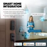 Kwikset Halo Select Plus Cerrojo Inteligente de Pantalla Táctil Negro Mate Apple Home Keys Tap-to-Unlock, Wi-Fi y Matter